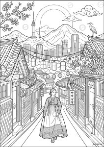 樱花树下漫步首尔