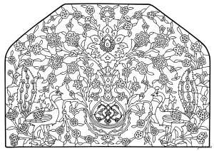 饰有孔雀对望图案的面板 - 伊朗，萨法维帝国（约1500-1615年）
