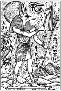独特的 埃及与象形文字 着色页，免费打印和下载