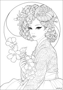 穿着韩服的韩国年轻女子. 优雅的韩国年轻女子被鲜花环绕,五官精致,发型考究并饰以花卉图案,体现了宁静的现代美感。
她身着韩服。这是一种线条流畅、色彩和谐的传统韩国服饰,以其永恒的优雅和强烈的文化象征意义而著称。
你注意到背景中的部分韩国国旗了吗? 穿着韩服的韩国年轻女子