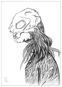 漫画/动画风格的魔鬼着色页