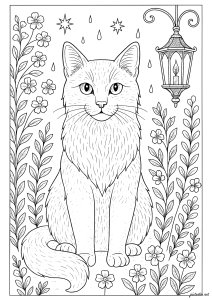 灯笼下的神秘猫