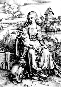 La Vierge Au Singe》，阿尔布雷希特-丢勒的版画，1498 年