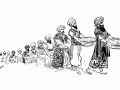 食器を運ぶ人々