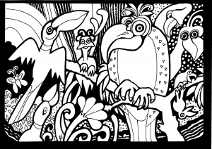 印刷して塗れるシンプルなアフリカのぬりえイラスト