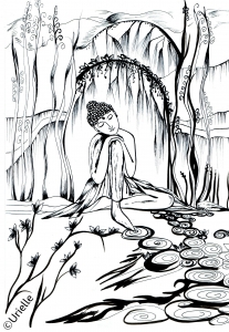 印刷して塗れる抗ストレス / 禅のぬりえイラスト