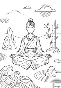 月光の下での禅の瞑想
