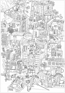 無料でダウンロードできる建築と家のぬりえイラスト