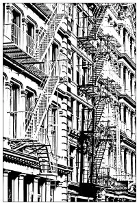 無料で印刷できる建築と家のぬりえイラスト