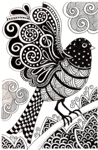 ダウンロード用の鳥のぬりえイラスト