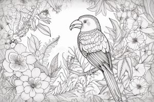 熱帯の鳥と花