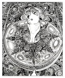 無料で猫の子ども向けぬりえイラスト