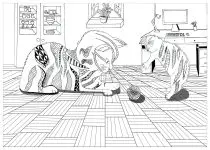 印刷して塗れるシンプルな猫のぬりえイラスト