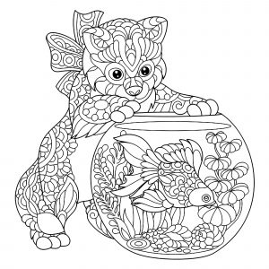 大人のための塗り絵：猫 - 1