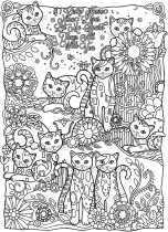 猫と花の庭
