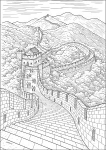 中国の万里の長城の複雑な彩色
