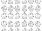 ダウンロード用のカップケーキのぬりえイラスト