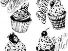 印刷して塗れるカップケーキのぬりえイラスト