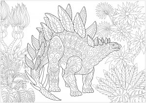 大人のための塗り絵：恐竜 - 1