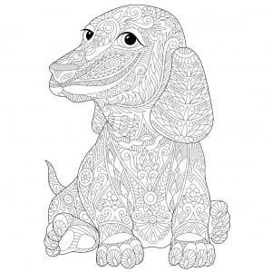 犬の子ども向けぬりえイラスト