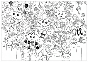 子ども向け落書きアート / 落書きのぬりえイラスト