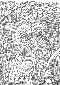 無料でダウンロードできる落書きアート / 落書きのぬりえイラスト