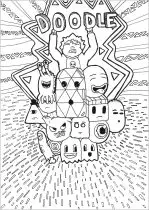 たくさんの想像上のキャラクターを表現したドゥードルアート