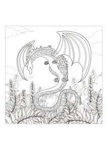 詳細なドラゴンの塗り絵