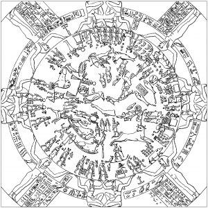 デンデラ星座の最初のデッサン（1802年）から作成された塗り絵のページ。
