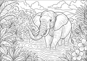 ジャングルの雄大な象