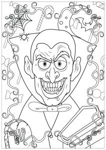 ダウンロード用のハロウィンのぬりえイラスト