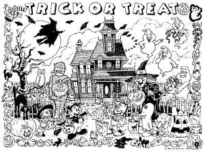 無料で印刷して塗れるハロウィンのぬりえイラスト