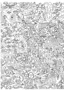 印刷して塗れるシンプルな魚類のぬりえイラスト
