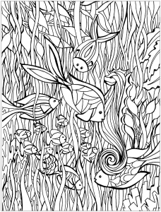 子ども向け魚類のぬりえイラスト