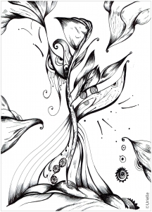 ダウンロード用の花と植物のぬりえイラスト