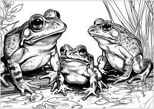 無料でダウンロードできるカエルのぬりえイラスト