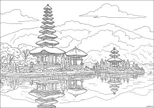 バリ：メルを伴う風景
