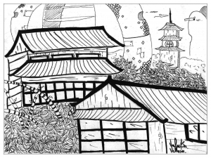 子ども向けのシンプルな日本のぬりえイラスト