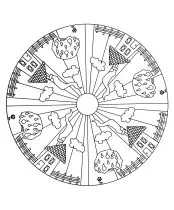 子ども向け無料の- Mandalas (Kids)のぬりえイラスト