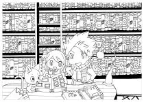 無料ダウンロード用の子ども向けシンプルなマンガのぬりえイラスト