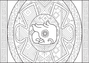 無料の子ども向けマヤ、アステカ、インカのぬりえイラスト