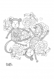 花の中の多くの猿