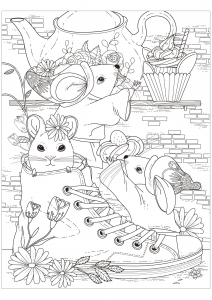 印刷用のマウスのぬりえイラスト