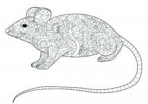 子ども向けのシンプルなマウスのぬりえイラスト
