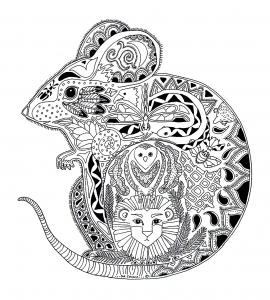 無料で印刷して塗れるマウスのぬりえイラスト
