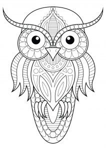 印刷して塗れるシンプルなフクロウのぬりえイラスト