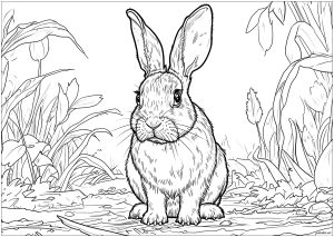 無料で印刷できるウサギのぬりえイラスト