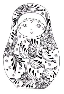 ロシアの入れ子人形と花