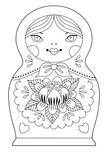 無料の子ども向けロシア人形のぬりえイラスト