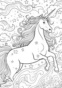ユニコーンの子ども向けぬりえイラスト